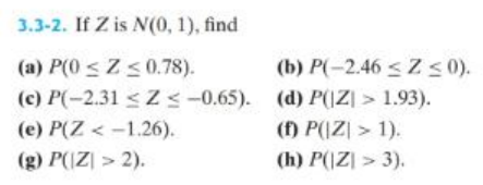 Solved 3.3-2. If Z is N(0,1), find (a) P(0≤Z≤0.78). (b