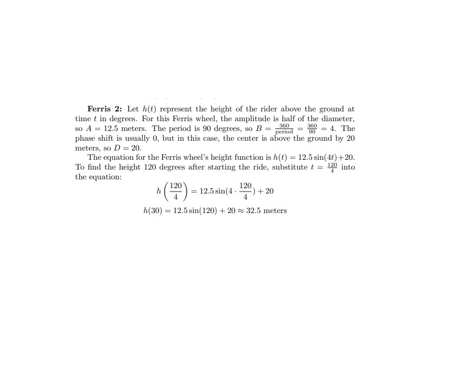 Ferris 2: Let h(t) ﻿represent the height of the rider | Chegg.com