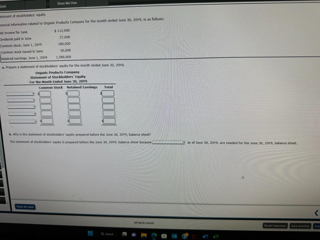 Solved atement of stockholders' equity nancial information | Chegg.com