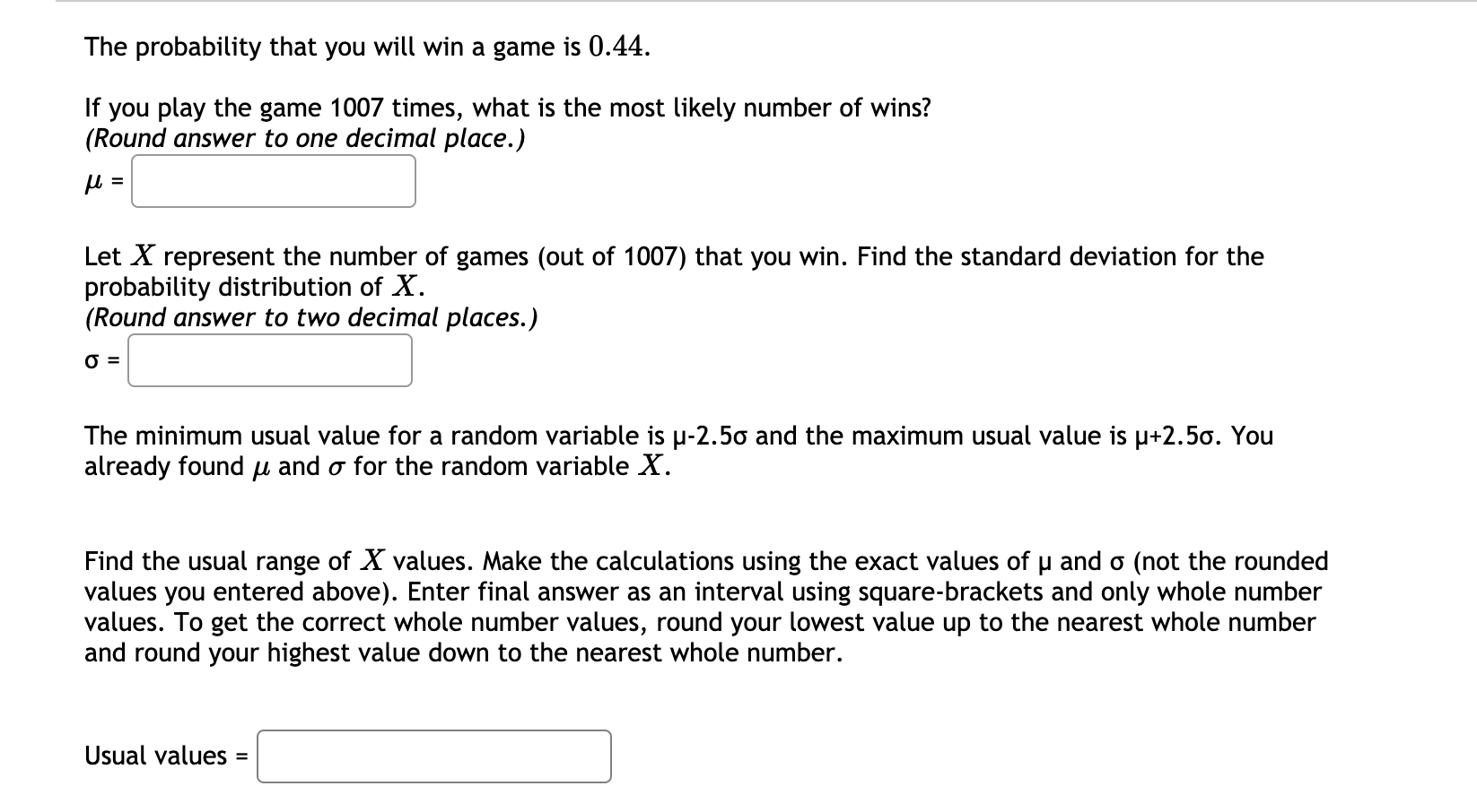 Solved The Probability That You Will Win A Game Is 0.44. If | Chegg.com