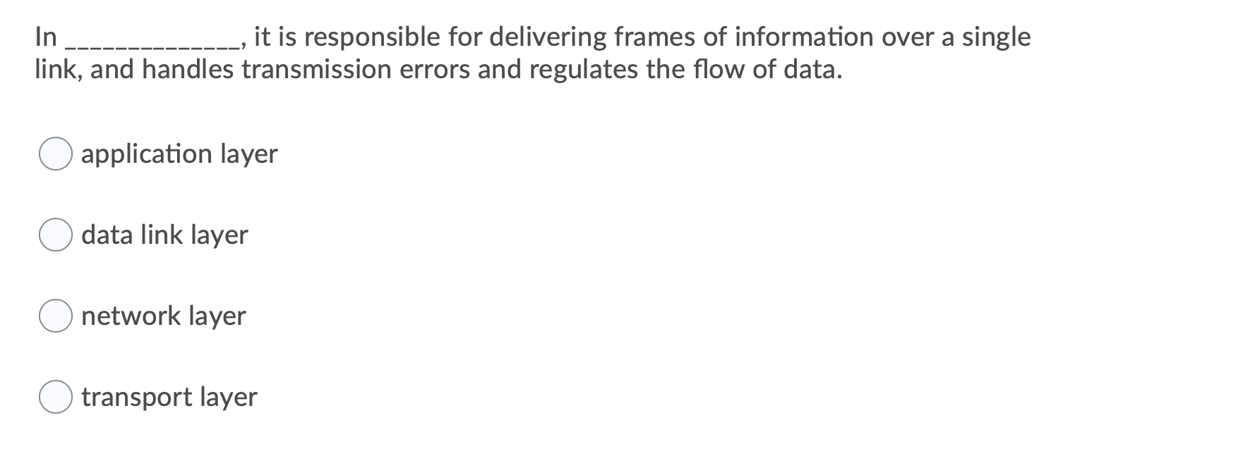 Solved In , it is responsible for delivering frames of