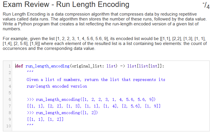 Solved Exam Review - Run Length EncodingRun Length Encoding | Chegg.com