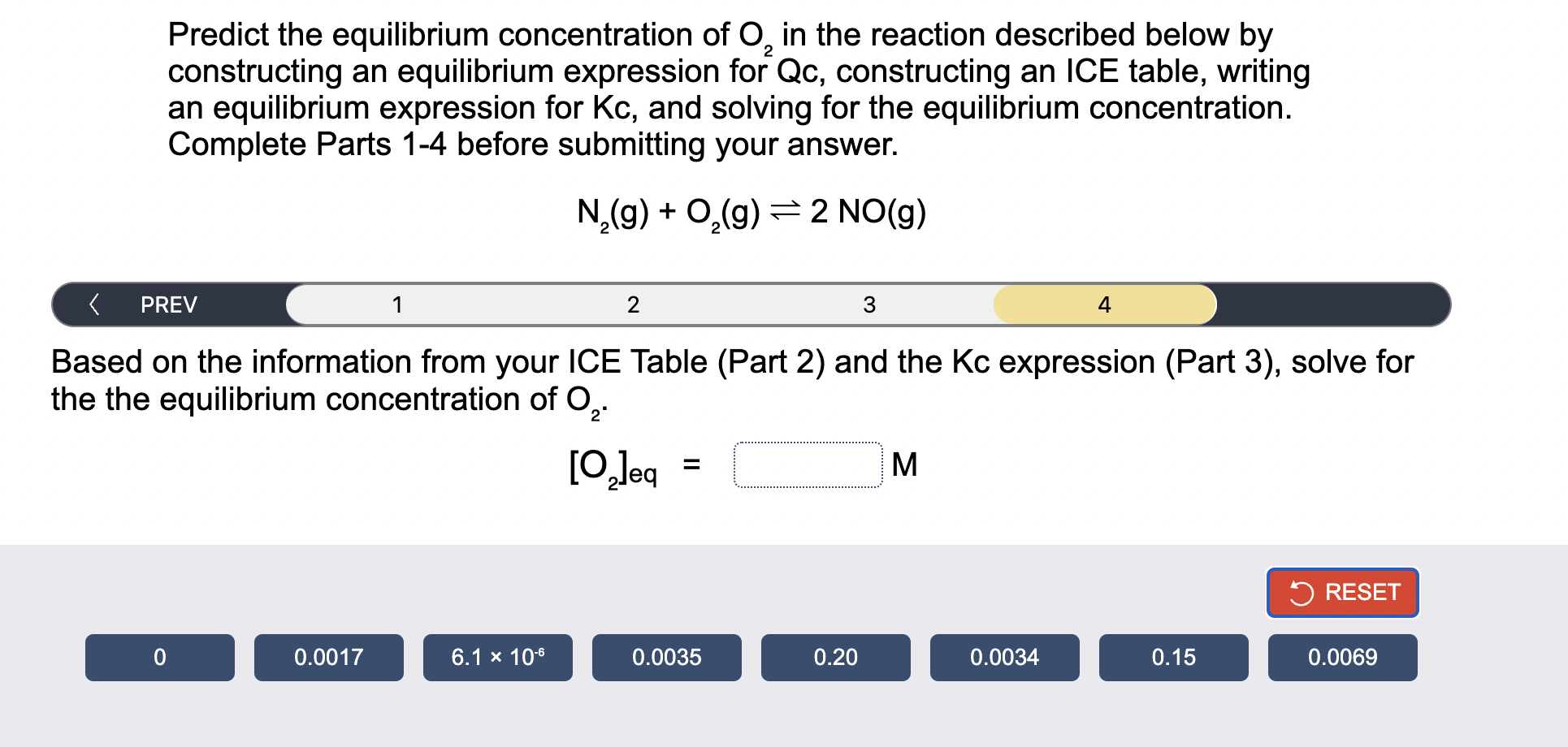 Solved Predict the equilibrium concentration of O2 in the | Chegg.com