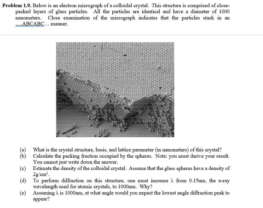 Solved Problem 1.9. Below is an electron micrograph of a | Chegg.com