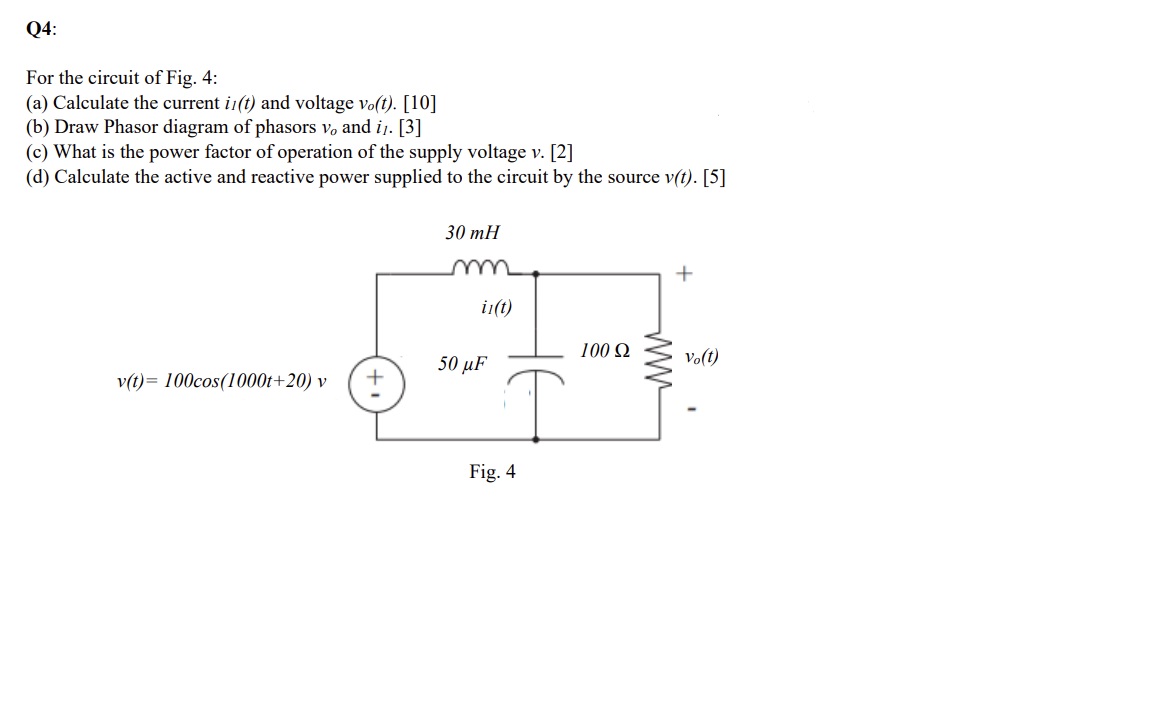 Solved For the circuit of Fig. 4: (a) Calculate the current | Chegg.com