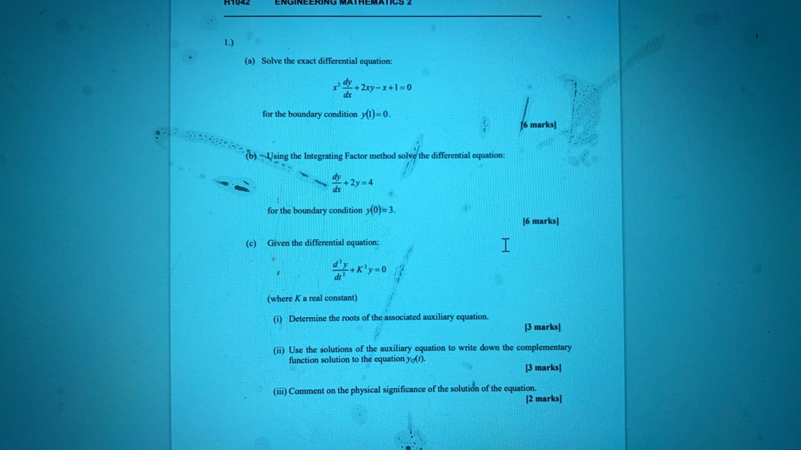 Solved ENGINEERING MATHEMATICS 1.) (a) Solve the exact | Chegg.com
