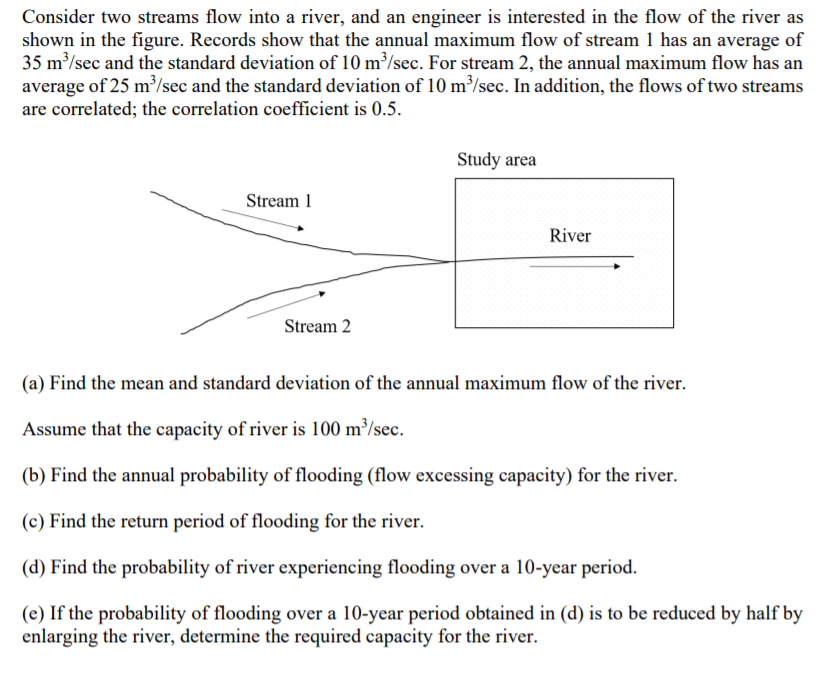 Solved Consider Two Streams Flow Into A River, And An | Chegg.com