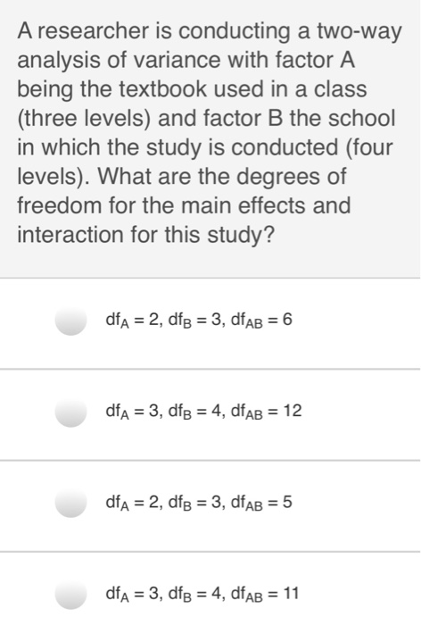 Solved A researcher is conducting a two-way analysis of | Chegg.com