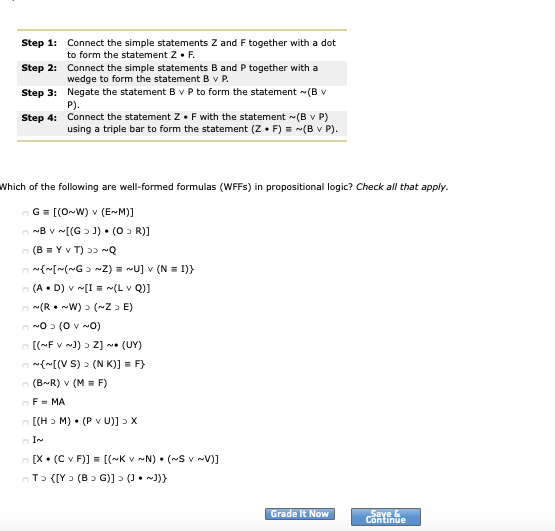 Solved Step 1 Connect The Simple Statements Z And F Toge Chegg Com