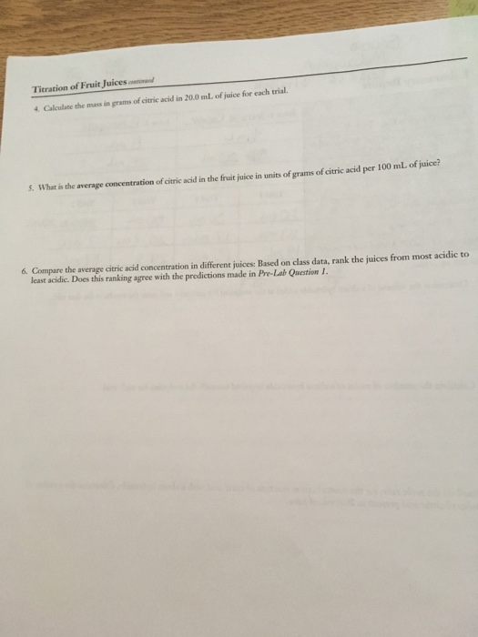 Solved 5 mL 20 Titration of Fruit Juices on Mclaughlin