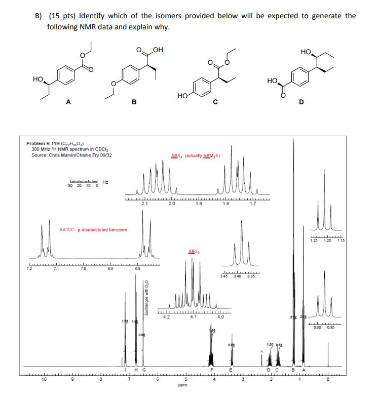 Solved B) (15 Pts) Identify Which Of The Isomers Provided | Chegg.com