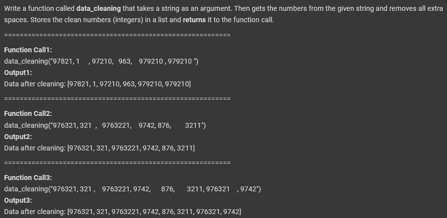 Solved Write a function called data_cleaning that takes a | Chegg.com