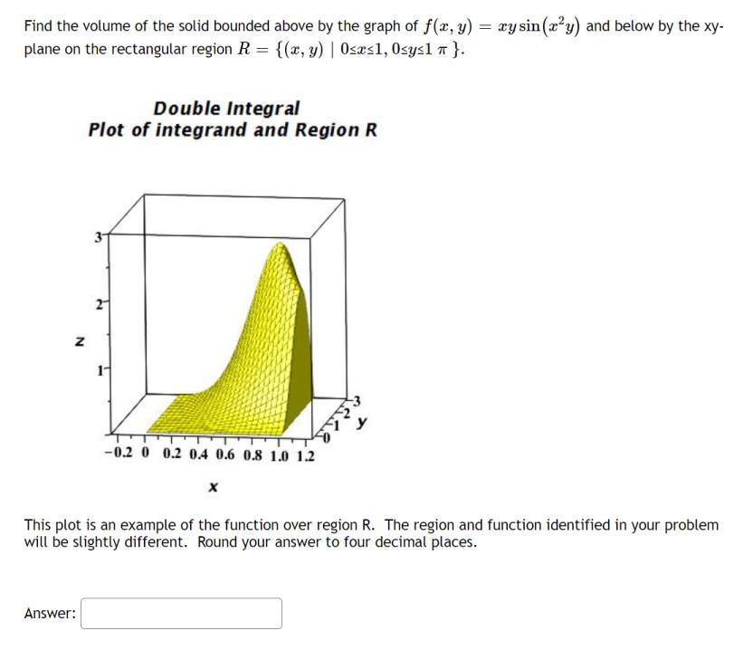 Solved Find the volume of the solid bounded above by the | Chegg.com