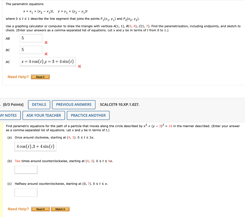 Solved The Parametric Equations \[ | Chegg.com