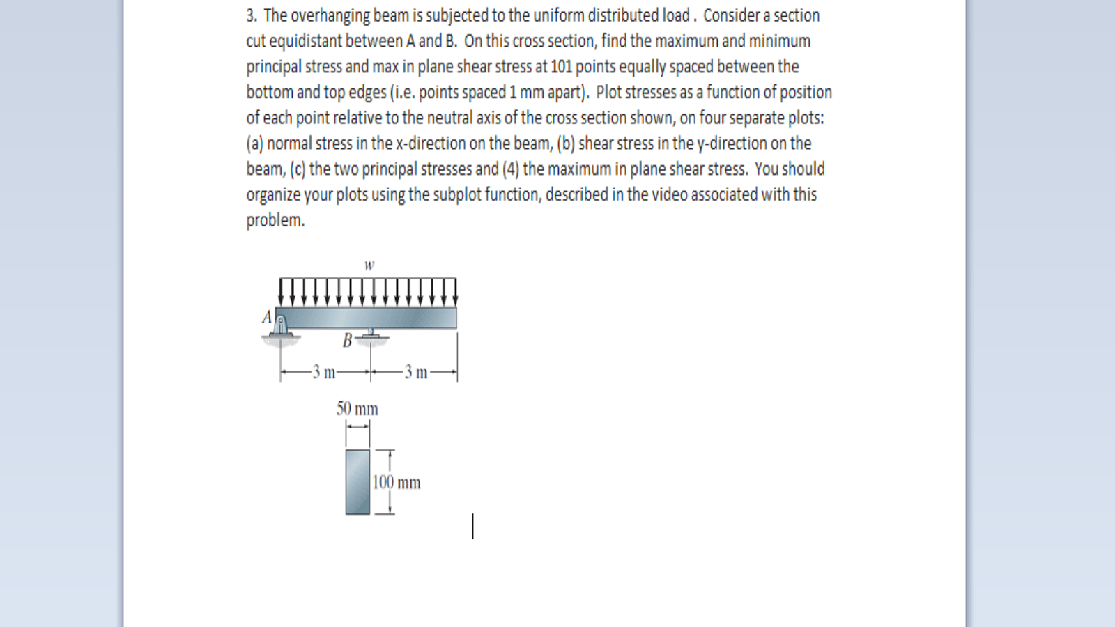 Solved 3. The overhanging beam is subjected to the uniform | Chegg.com