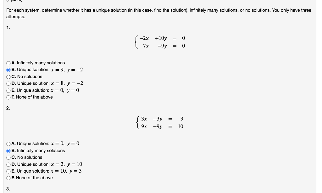 Solved For Each System, Determine Whether It Has A Unique | Chegg.com