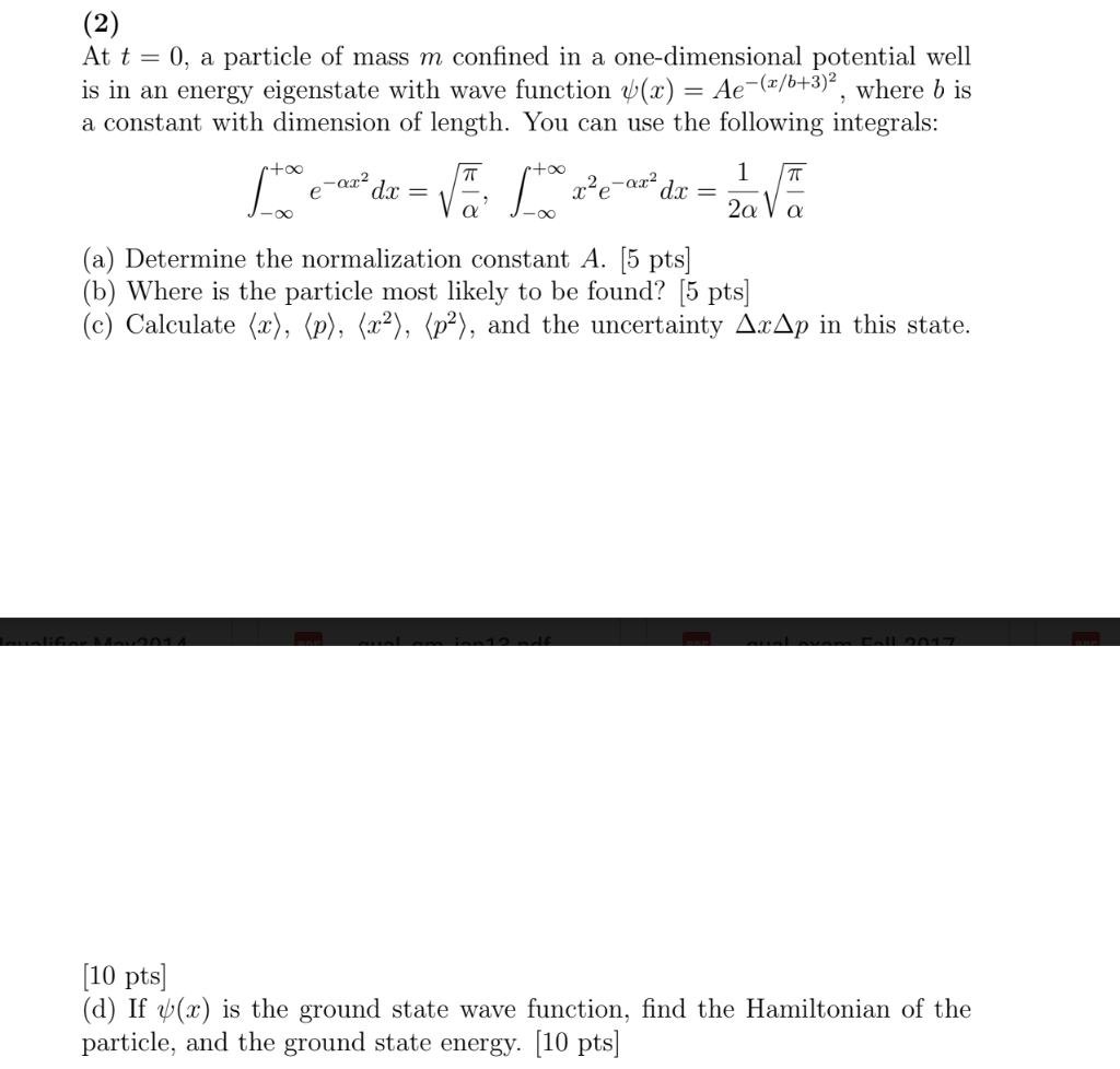 Solved At T=0, A Particle Of Mass M Confined In A | Chegg.com