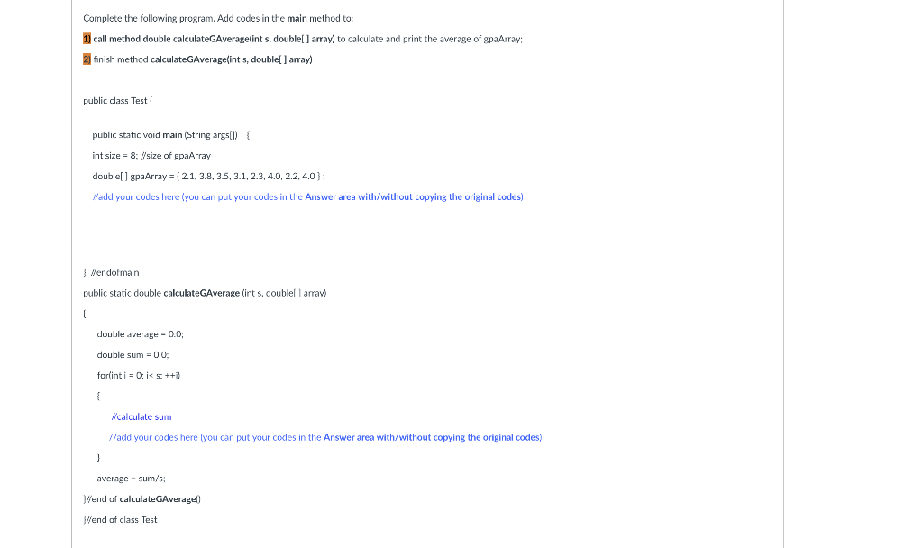 Solved Complete the following program. Add codes in the main | Chegg.com