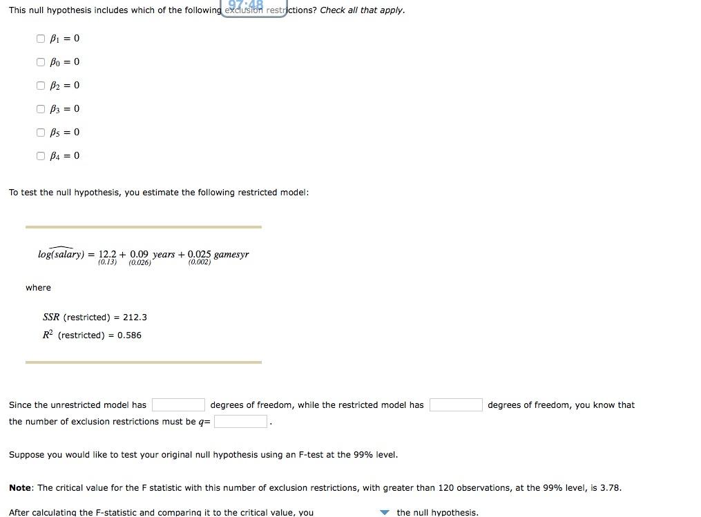 Solved 17. Testing multiple linear restrictions with the F | Chegg.com