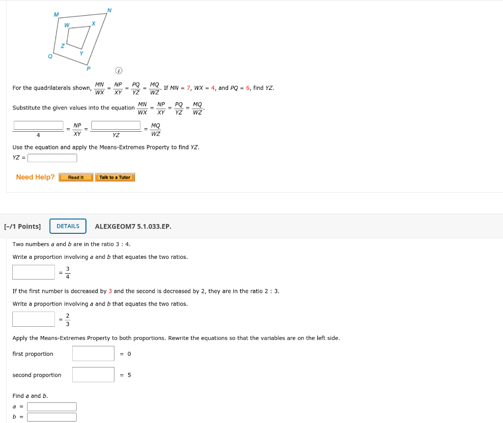 Solved N M X H Z Y A P Mn For The Quadrilaterals Shown Wx