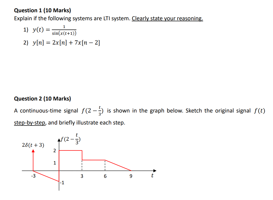 Solved Question 1 (10 Marks) Explain if the following | Chegg.com