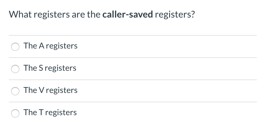 Solved What registers are the caller-saved registers? O The | Chegg.com