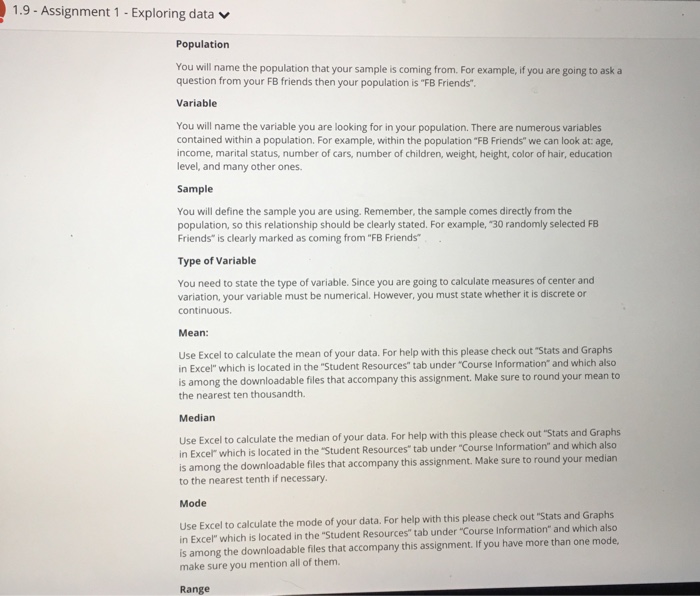 Solved 1.9 - Assignment 1-Exploring data v Gather data You | Chegg.com