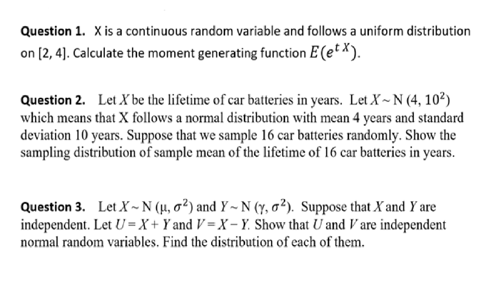 Solved Question 1 X Is A Continuous Random Variable And Chegg Com