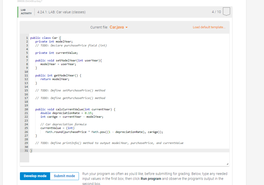 Solved Given main(), complete the Car class (in file | Chegg.com