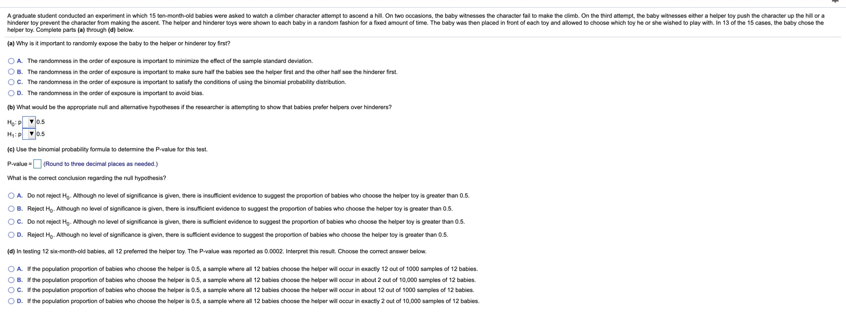 Solved A graduate student conducted an experiment in which | Chegg.com