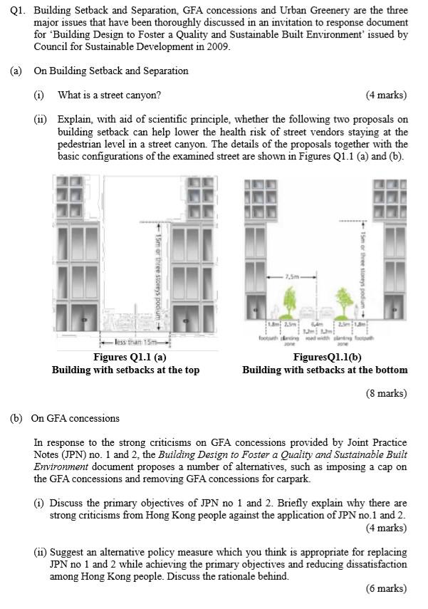 Q1. Building Setback and Separation, GFA concessions | Chegg.com