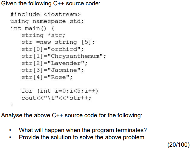 Solved Given The Following C++ Source Code: #include Using | Chegg.com