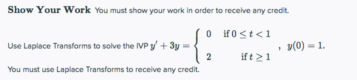 Solved Show Your Work You must show your work in order to | Chegg.com