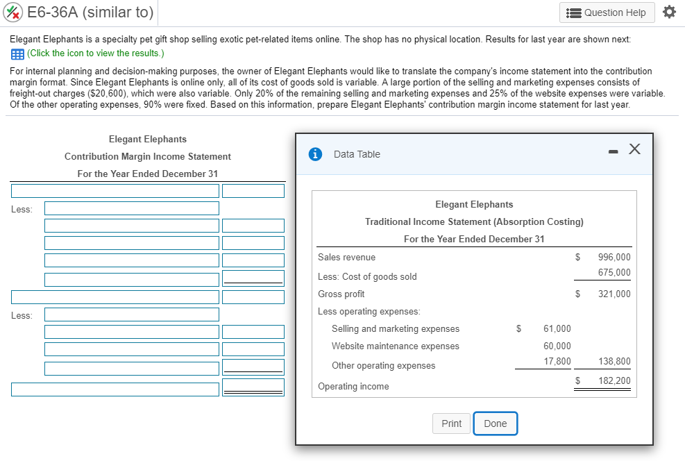 Solved E6-36A (similar to) Question Help Elegant Elephants | Chegg.com