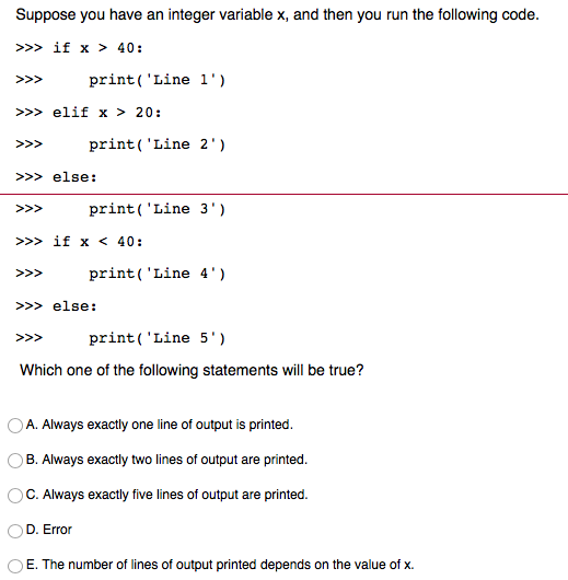 Solved Suppose you have an integer variable x, and then you | Chegg.com