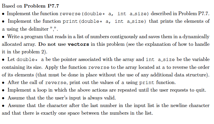 Solved Exercise P7.7. Write a function that reverses the | Chegg.com