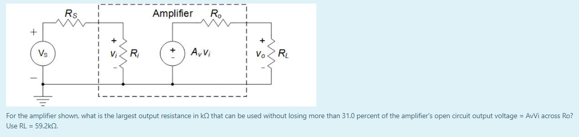 Solved RS Amplifier RO + + Vs Ri Avi Vo R For the amplifier | Chegg.com