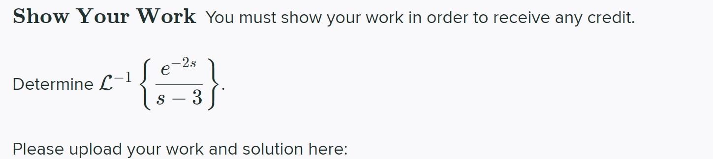 Solved Show Your Work You must show your work in order to | Chegg.com