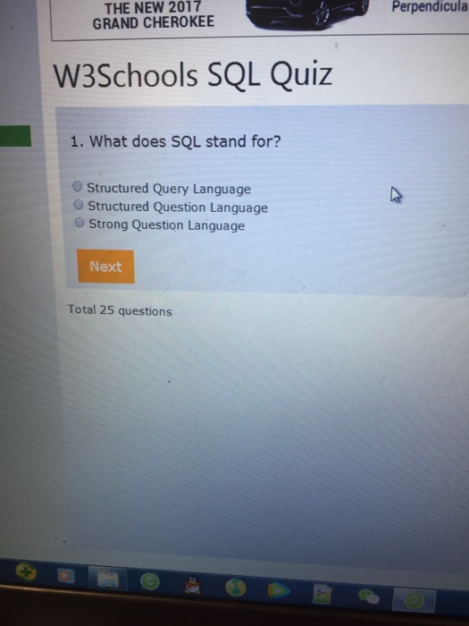 Solved W3Schools SQL Quiz What Does SQL Stand For Chegg