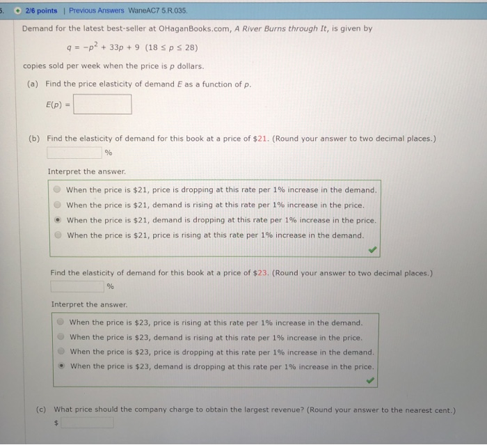 increase and decrease in demand | wamark bookshelf... Solved . 2/6 points | Previous Answers WaneAC7 5 R.035 | Chegg.com
