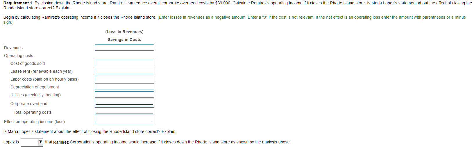 Solved Ramirez Corporation runs two convenience stores, one