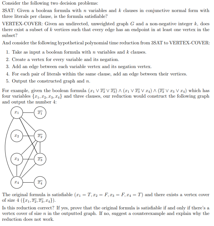 Solved Consider The Following Two Decision Problems: 3SAT: | Chegg.com