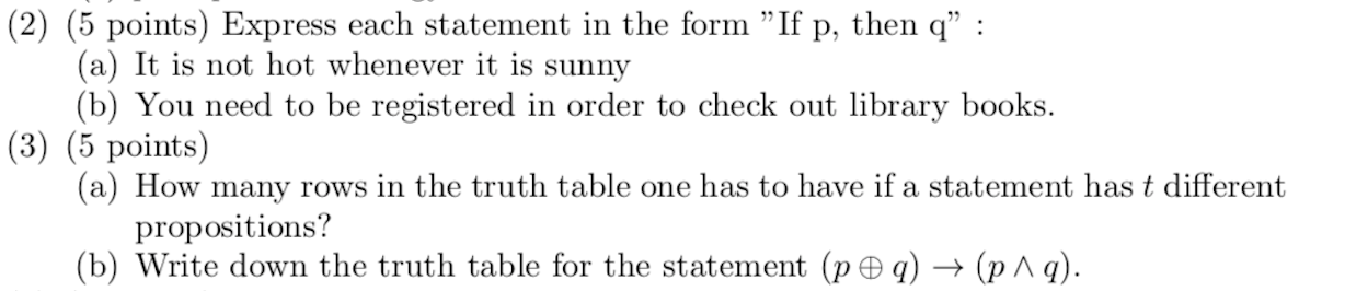 Point Form Statements Solved (2) (5 points) Express each statement in the form