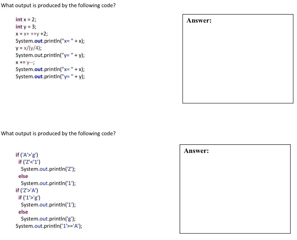 Solved What Output Is Produced By The Following Code? | Chegg.com