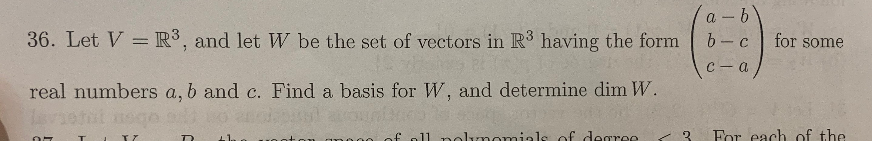 Solved 36. Let V =R3, and let W be the set of vectors in R3 | Chegg.com