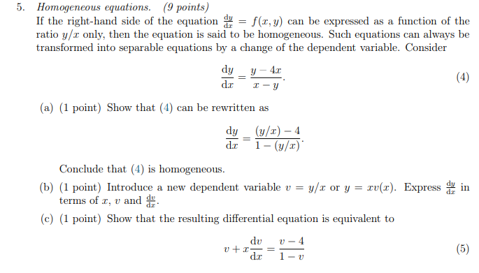 Solved Homogeneous equations. (9 points) If the right-hand | Chegg.com