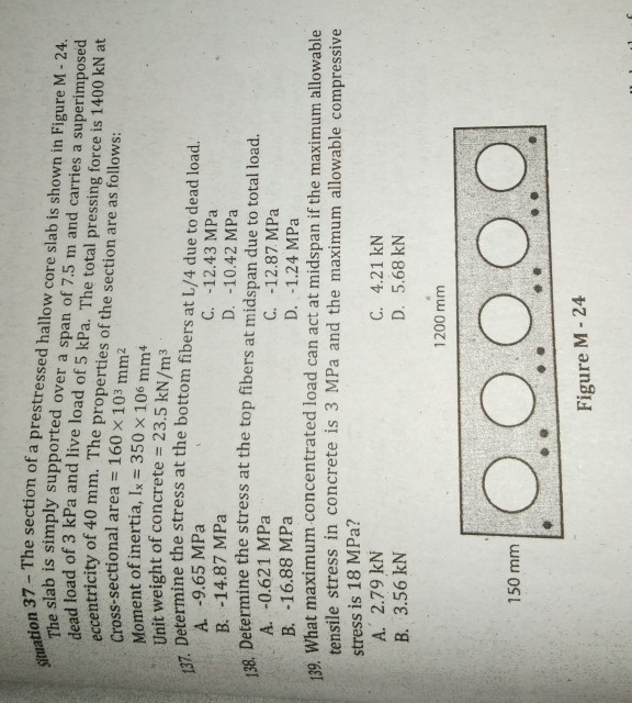 Solved 37-The section of a prestressed hallow core slab is | Chegg.com