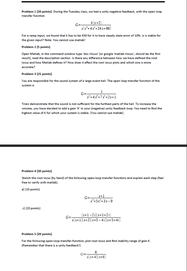 Solved Problem 1 (20 Points). During The Tuesday Class, We | Chegg.com