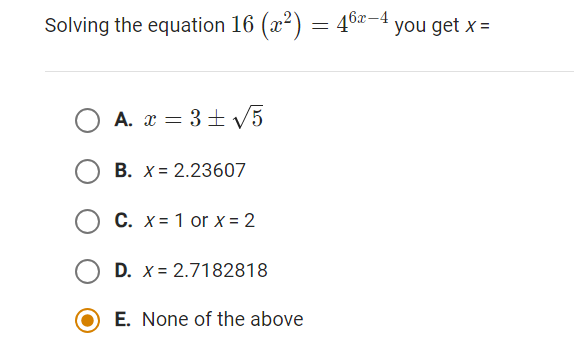 Solved solve the equation 16(x^2)=4^(6x-4) and you get x= I | Chegg.com