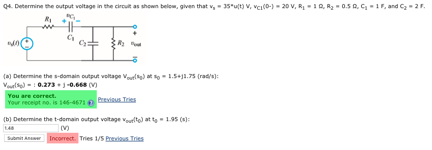Solved Q4. Determine the output voltage in the circuit as | Chegg.com